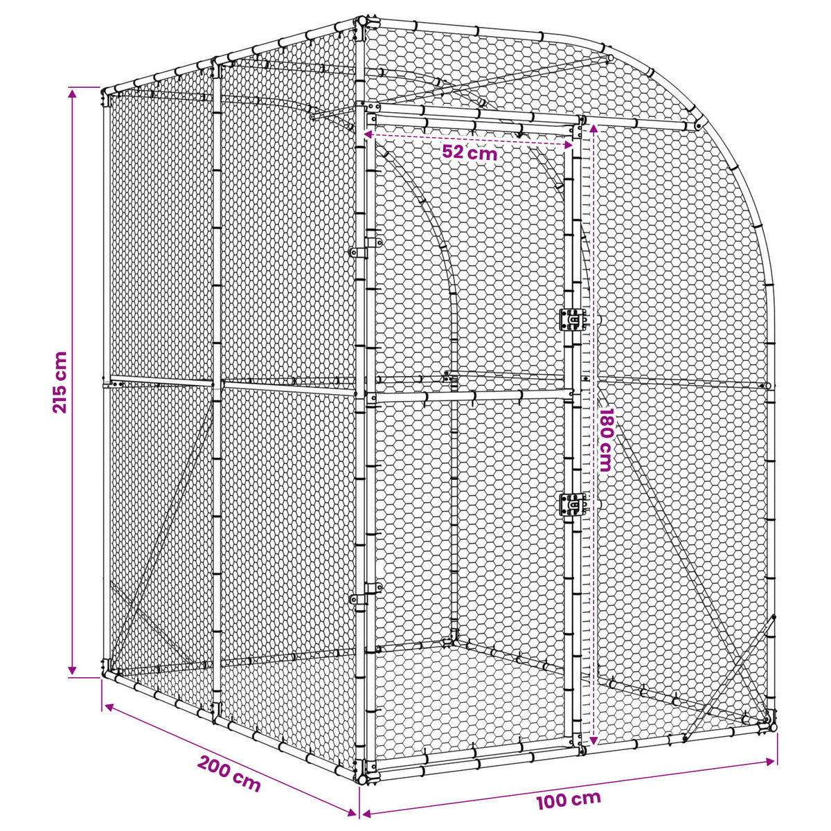 vidaXL Kurnik srebrny 200 x 200 x 215 cm Stal ocynkowana