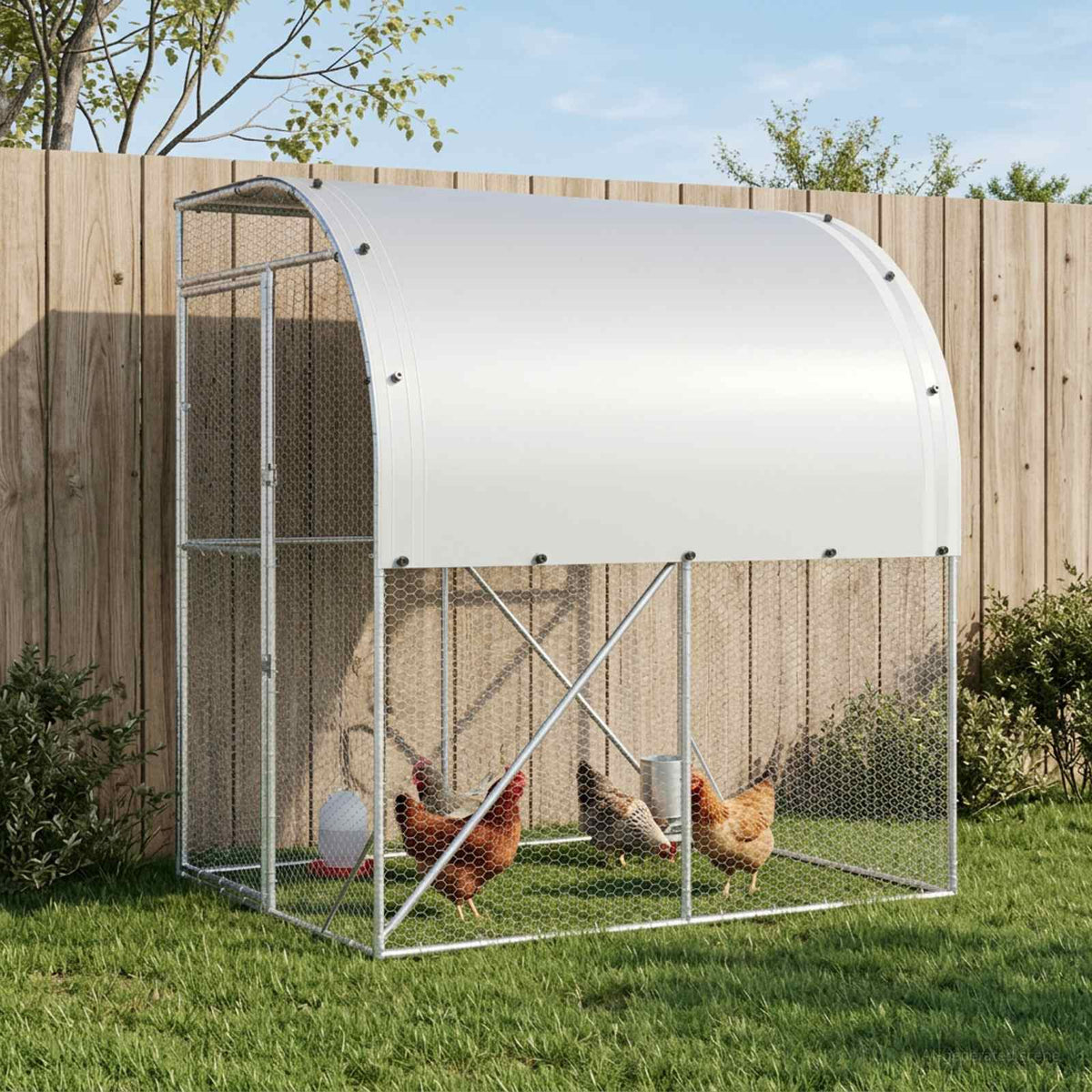 vidaXL Kurnik srebrny 200 x 200 x 215 cm Stal ocynkowana