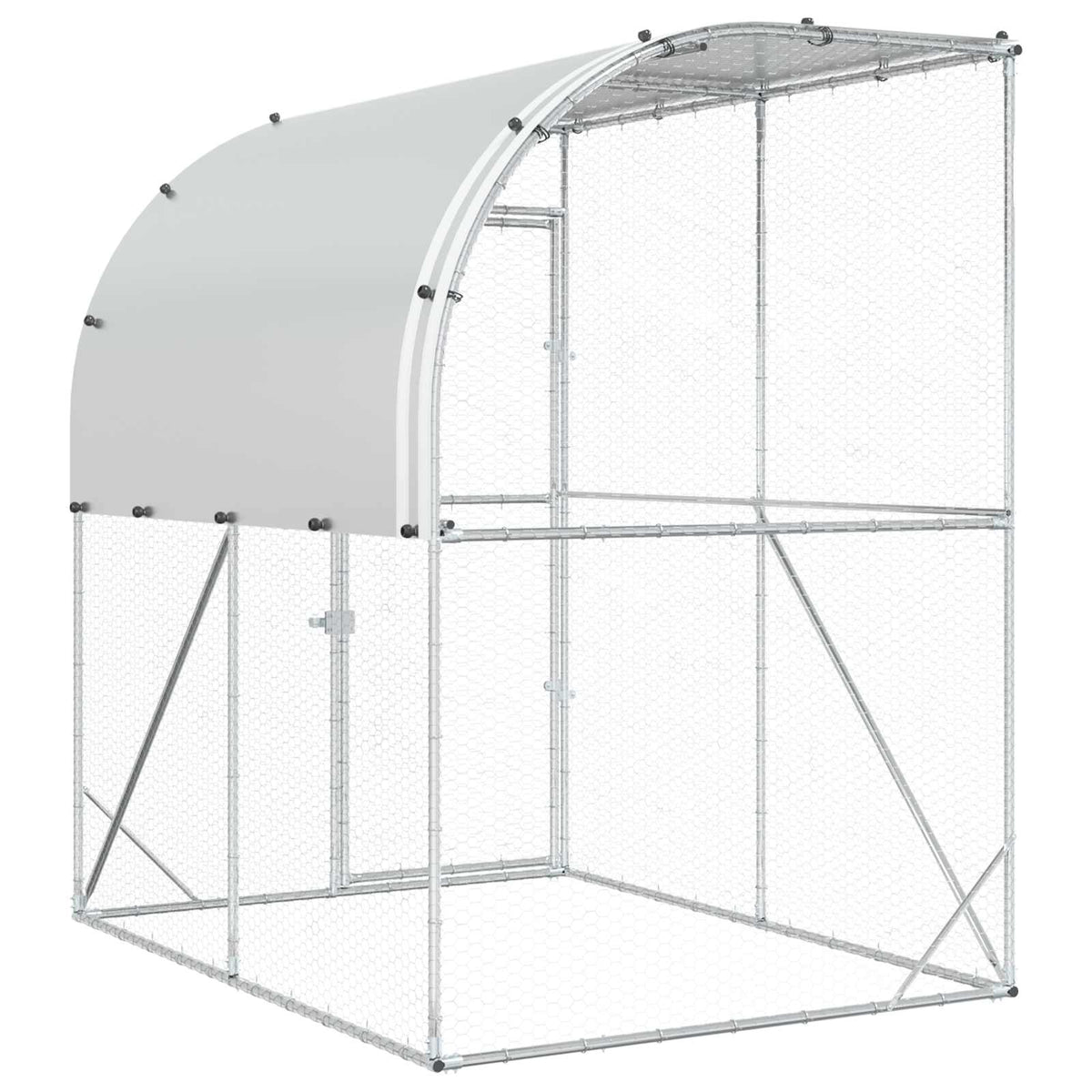 vidaXL Kurnik srebrny 200 x 200 x 215 cm Stal ocynkowana