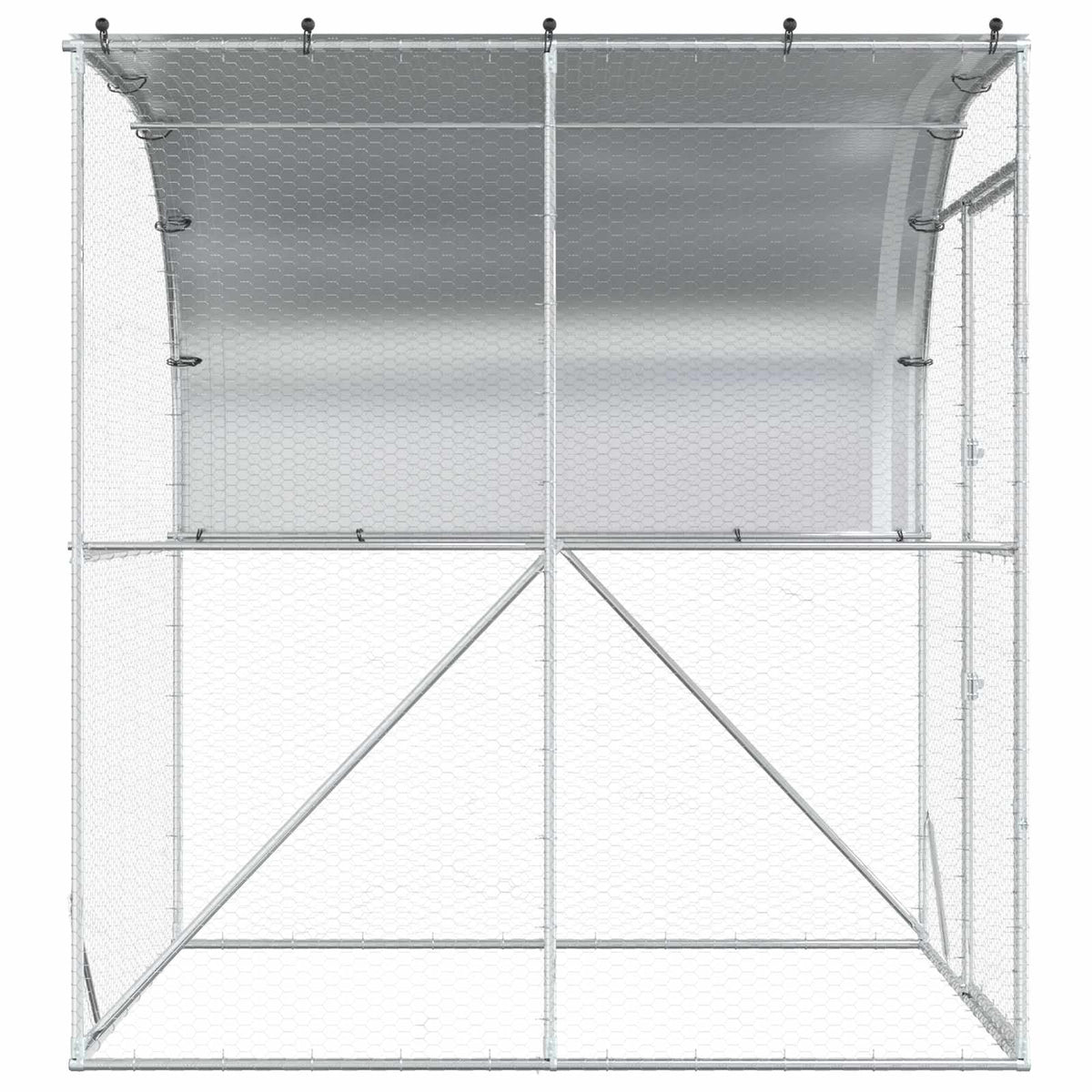 vidaXL Kurnik srebrny 200 x 200 x 215 cm Stal ocynkowana