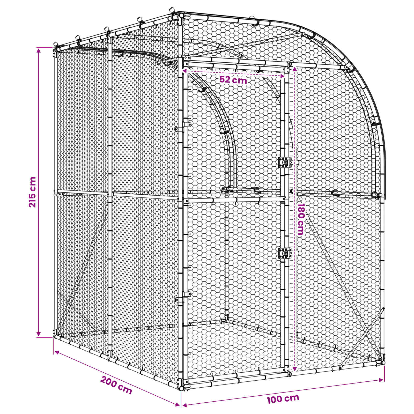 vidaXL Kurnik srebrny 200 x 200 x 215 cm Stal ocynkowana