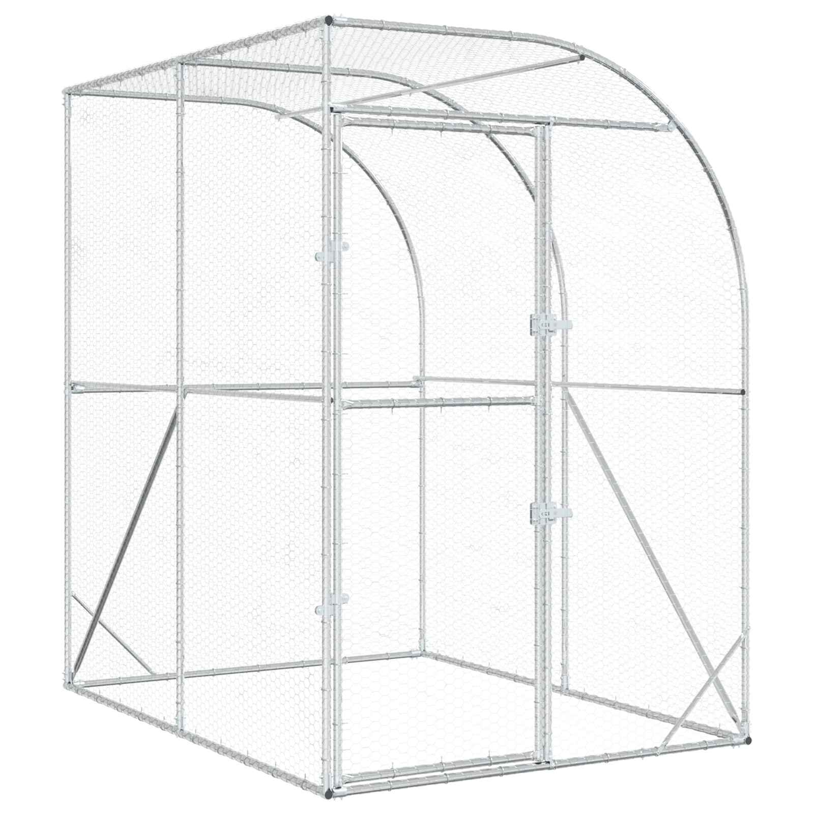 vidaXL Kurnik srebrny 200 x 200 x 215 cm Stal ocynkowana