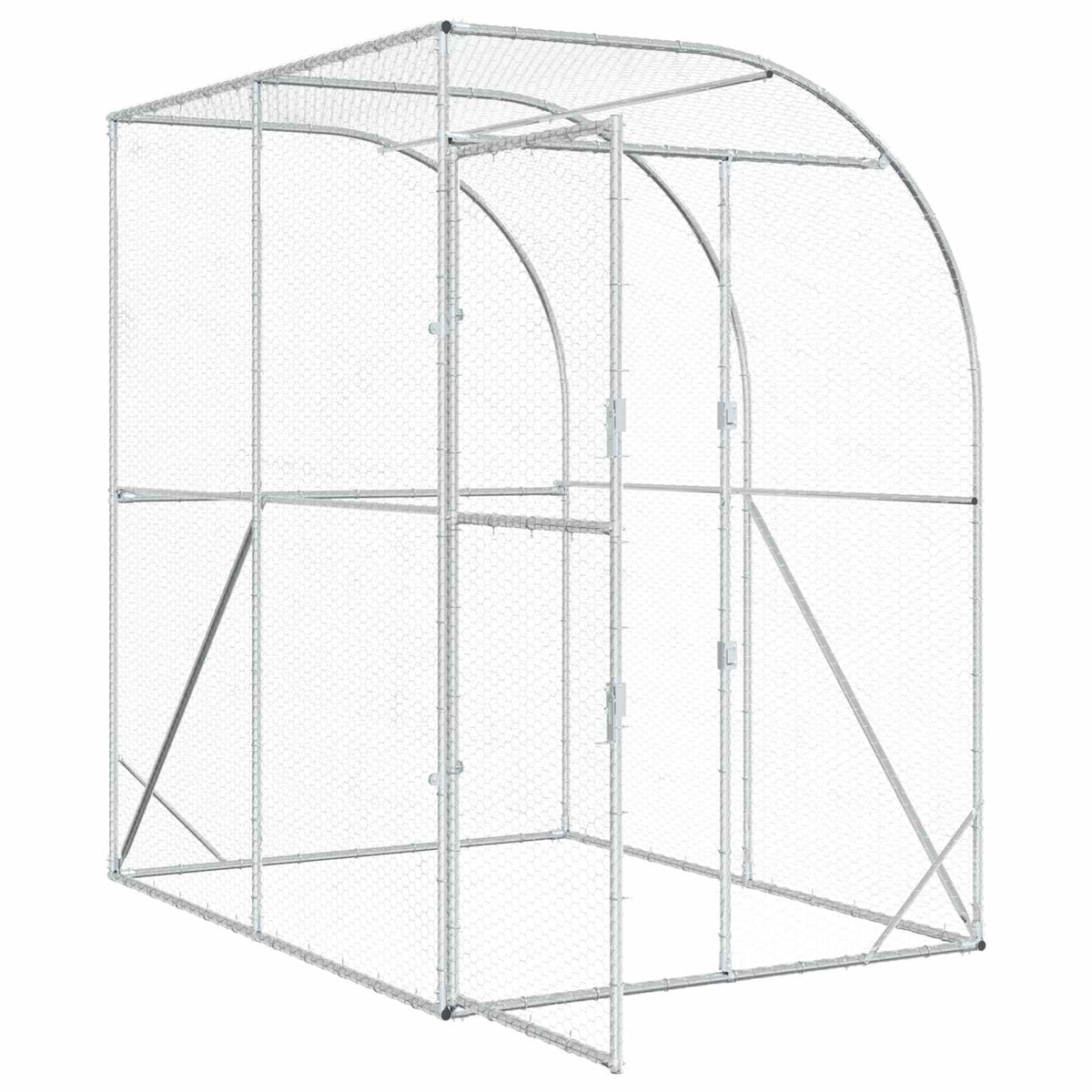 vidaXL Kurnik srebrny 200 x 200 x 215 cm Stal ocynkowana