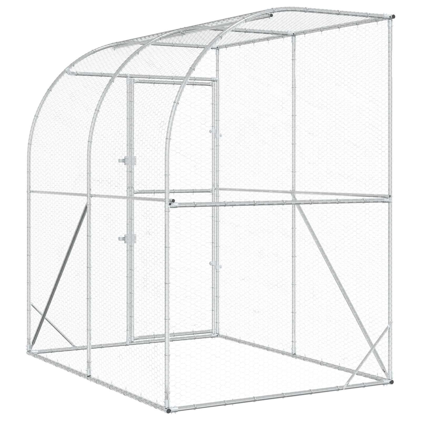 vidaXL Kurnik srebrny 200 x 200 x 215 cm Stal ocynkowana