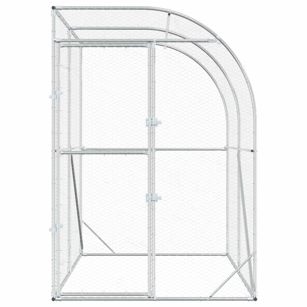 vidaXL Kurnik srebrny 200 x 200 x 215 cm Stal ocynkowana