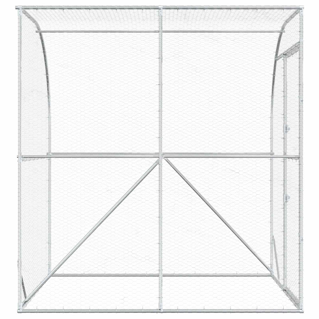 vidaXL Kurnik srebrny 200 x 200 x 215 cm Stal ocynkowana