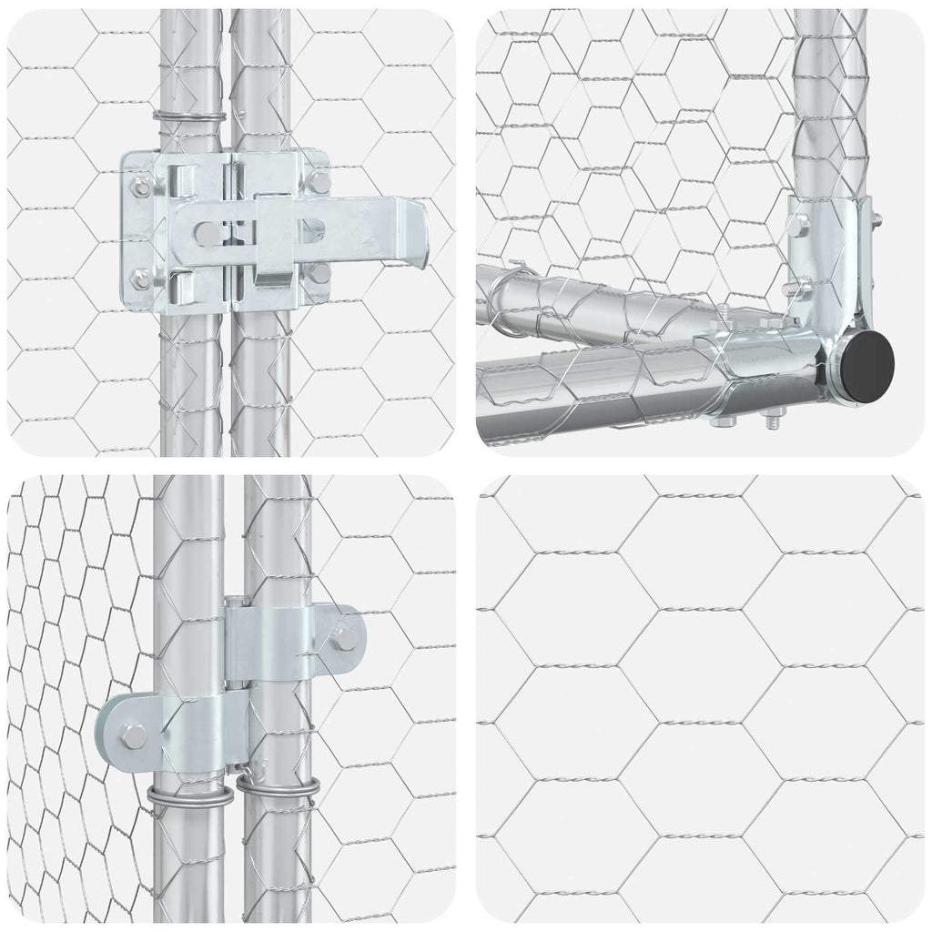 vidaXL Kurnik srebrny 200 x 200 x 215 cm Stal ocynkowana