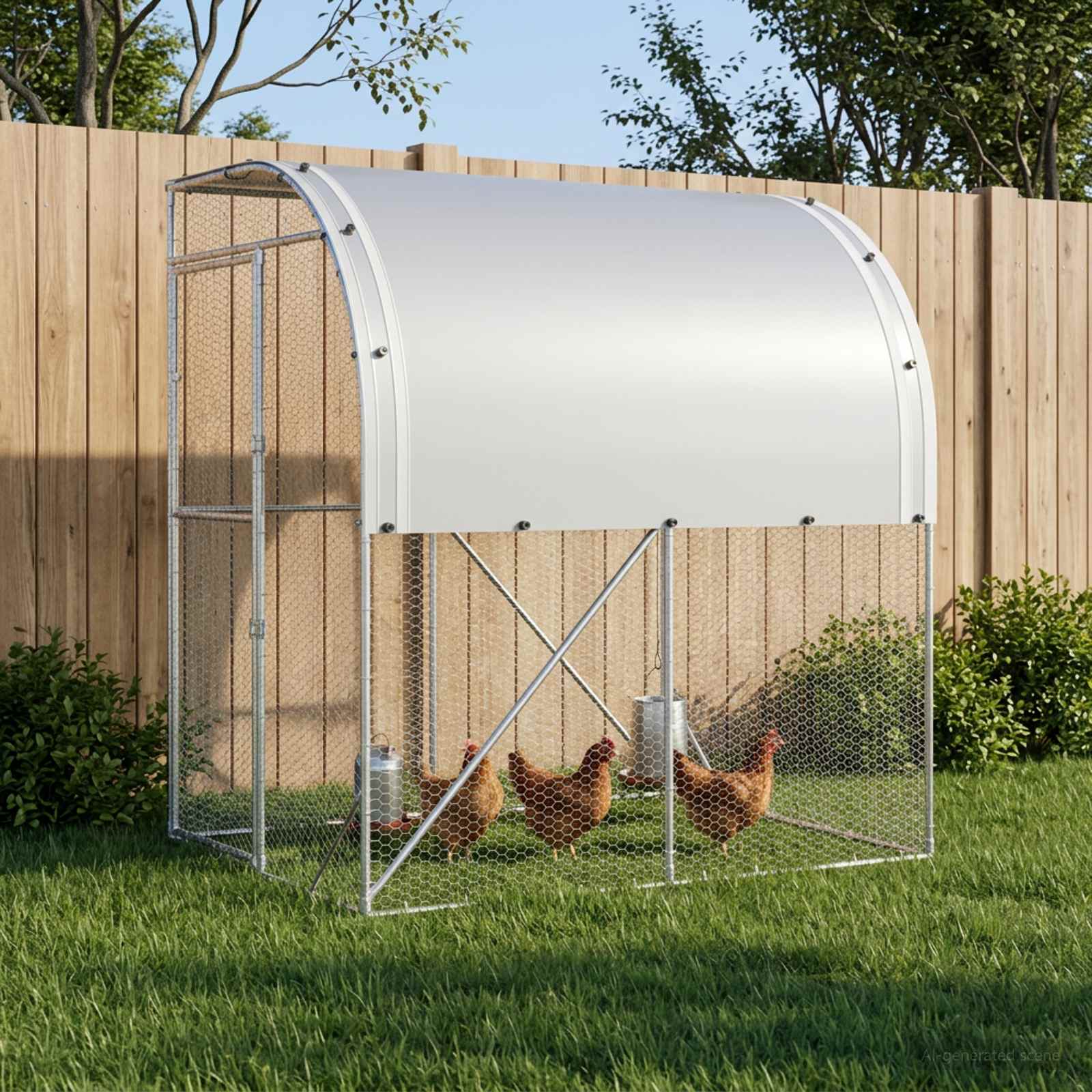 vidaXL Kurnik srebrny 200 x 200 x 215 cm Stal ocynkowana