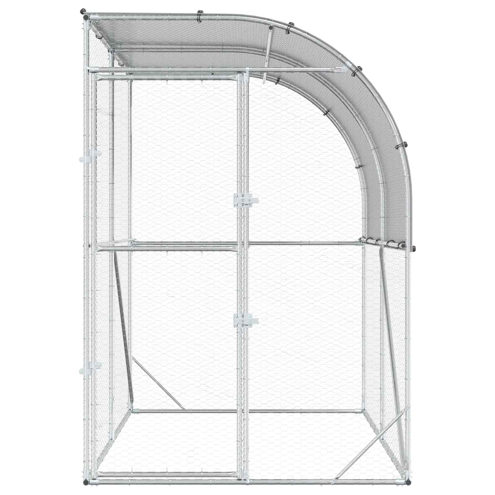 vidaXL Kurnik srebrny 200 x 200 x 215 cm Stal ocynkowana