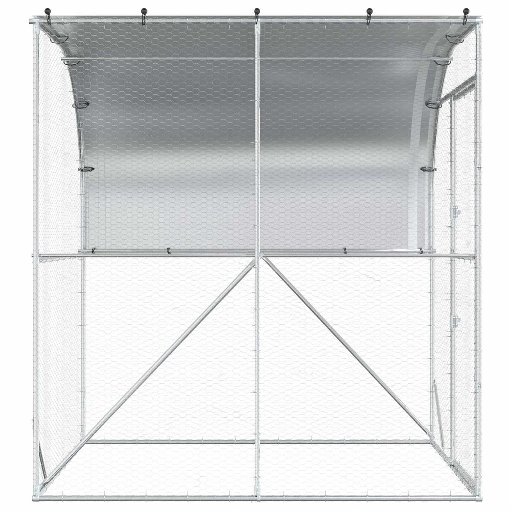 vidaXL Kurnik srebrny 200 x 200 x 215 cm Stal ocynkowana