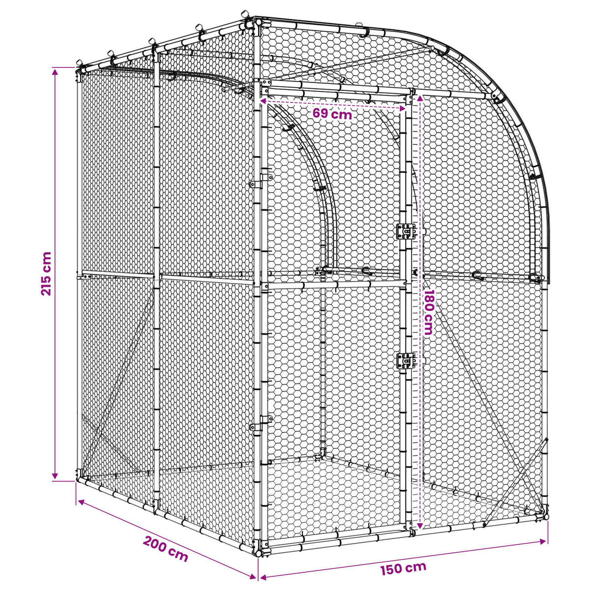 vidaXL Kurnik srebrny 200 x 200 x 215 cm Stal ocynkowana