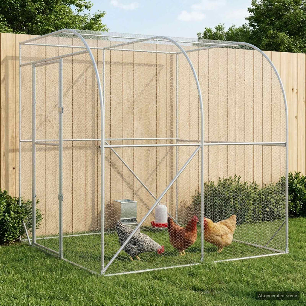 vidaXL Kurnik srebrny 200 x 200 x 215 cm Stal ocynkowana