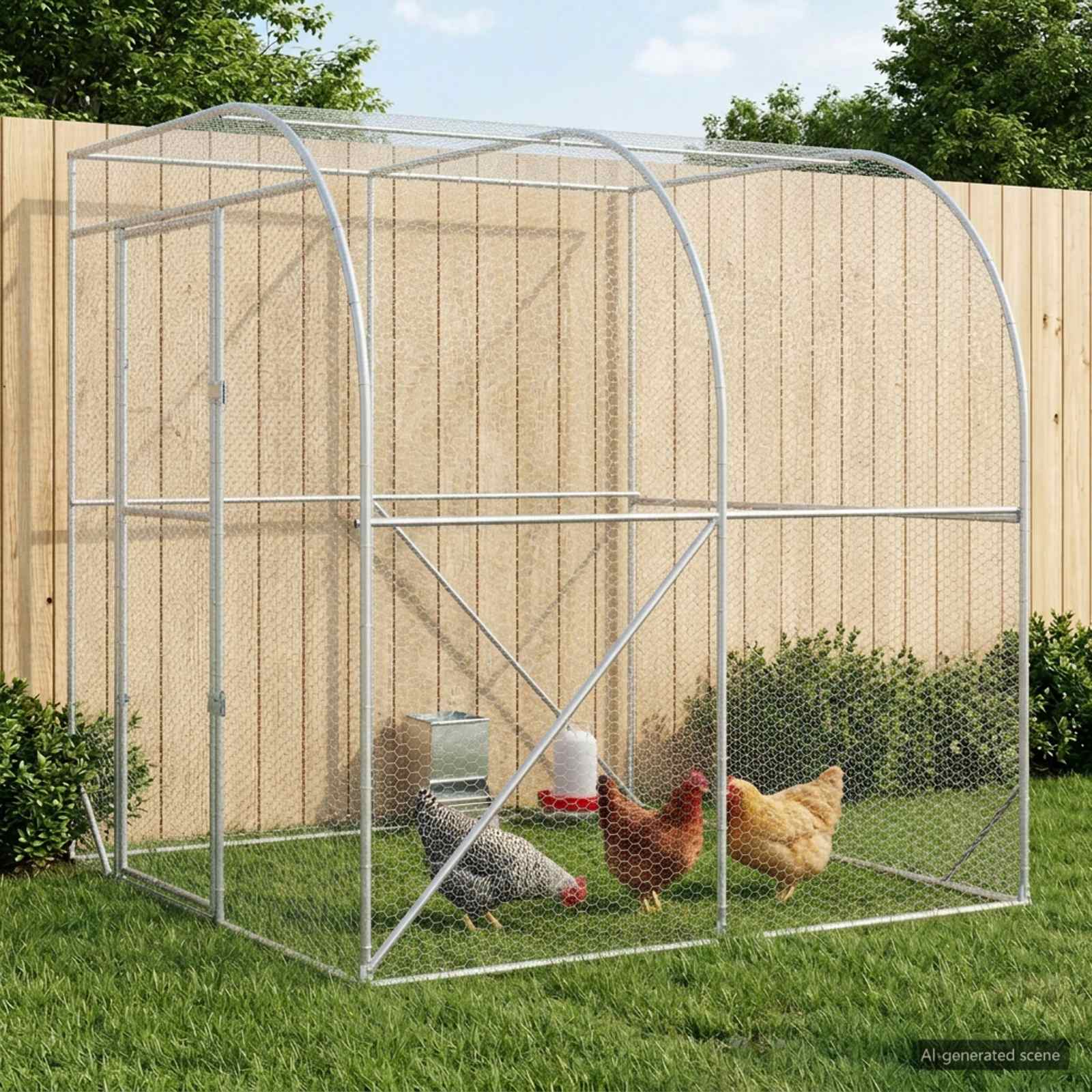 vidaXL Kurnik srebrny 200 x 200 x 215 cm Stal ocynkowana