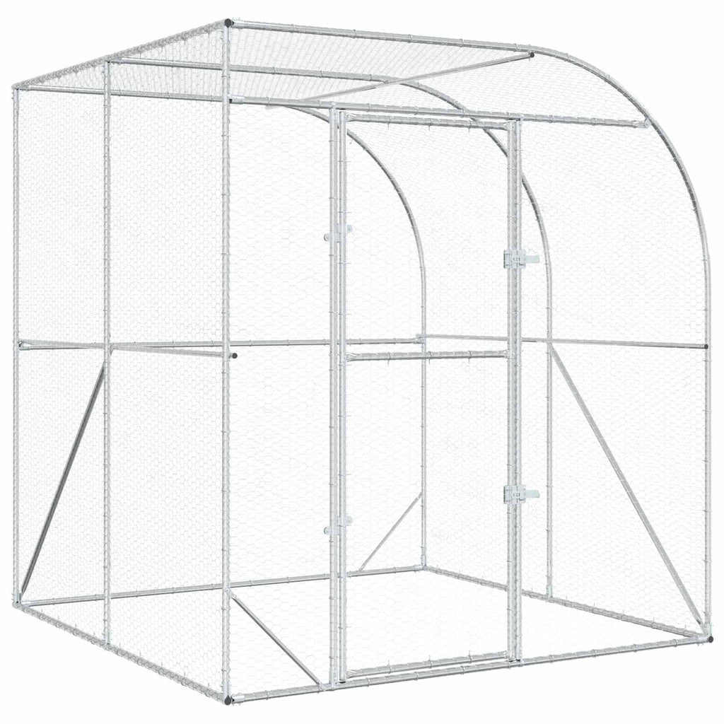 vidaXL Kurnik srebrny 200 x 200 x 215 cm Stal ocynkowana