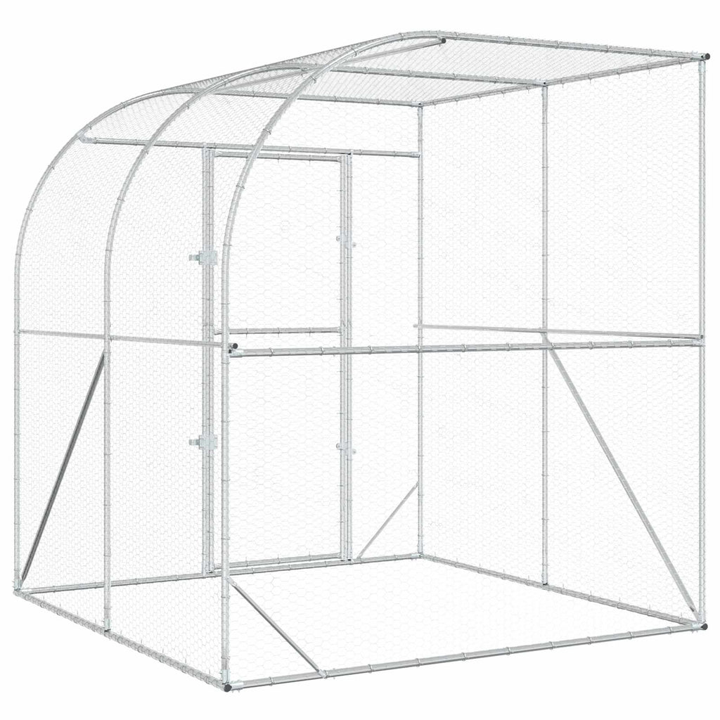vidaXL Kurnik srebrny 200 x 200 x 215 cm Stal ocynkowana