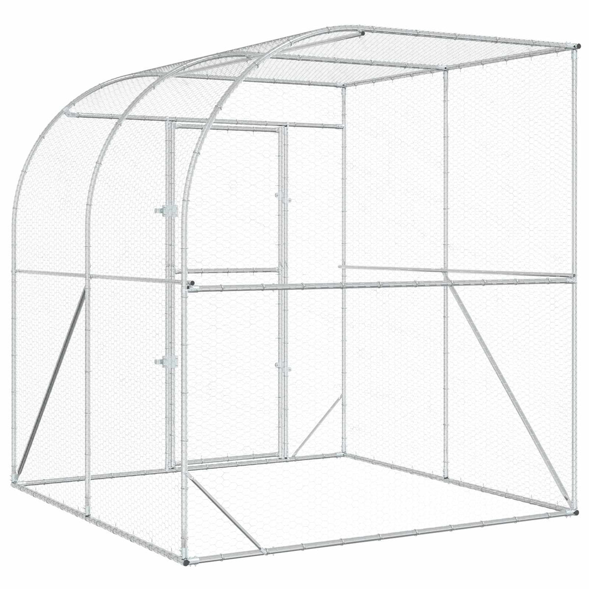 vidaXL Kurnik srebrny 200 x 200 x 215 cm Stal ocynkowana