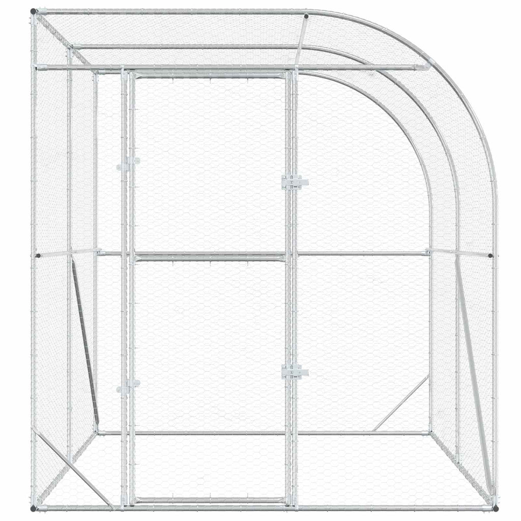 vidaXL Kurnik srebrny 200 x 200 x 215 cm Stal ocynkowana