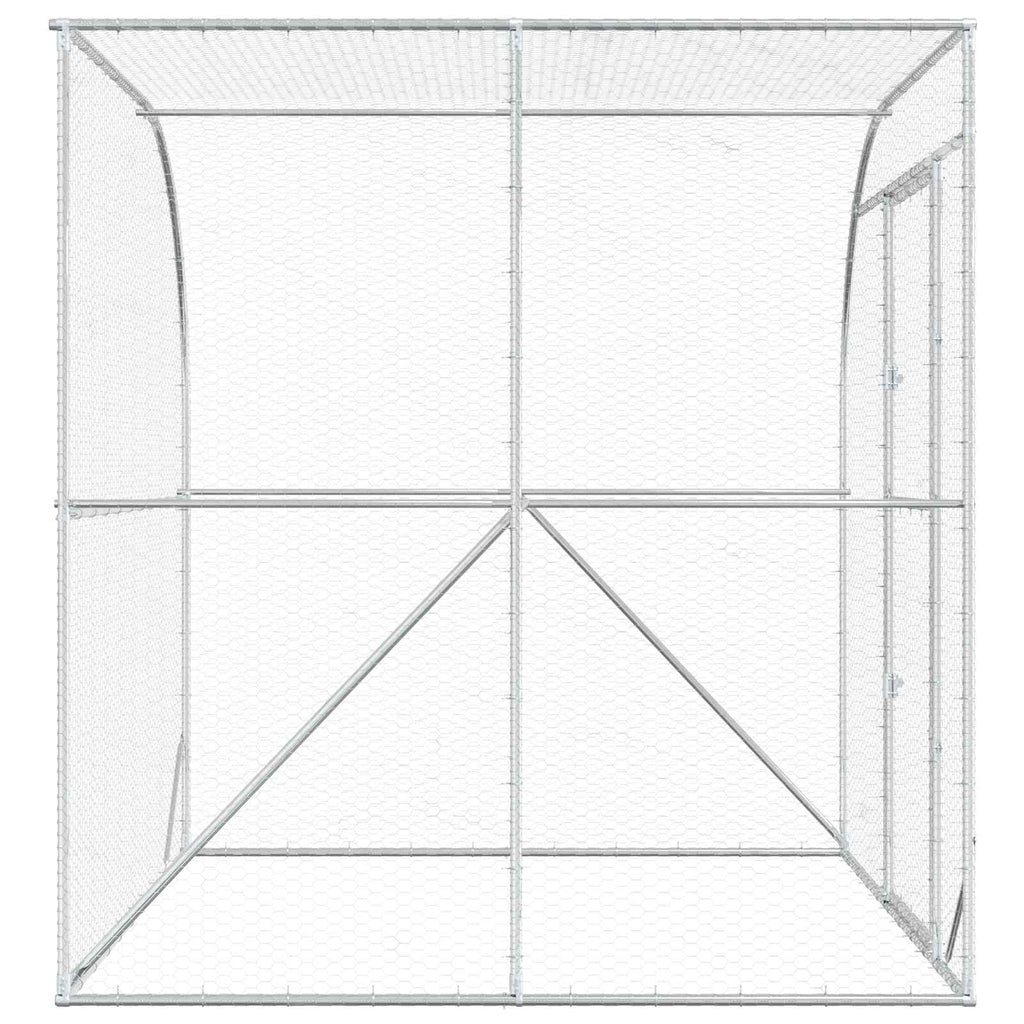 vidaXL Kurnik srebrny 200 x 200 x 215 cm Stal ocynkowana