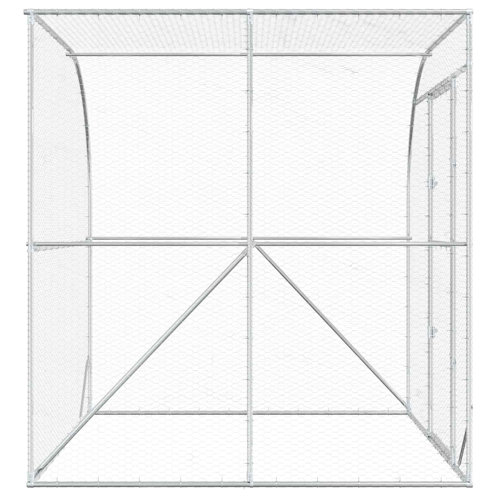 vidaXL Kurnik srebrny 200 x 200 x 215 cm Stal ocynkowana