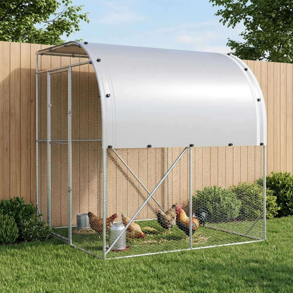 vidaXL Kurnik srebrny 200 x 200 x 215 cm Stal ocynkowana