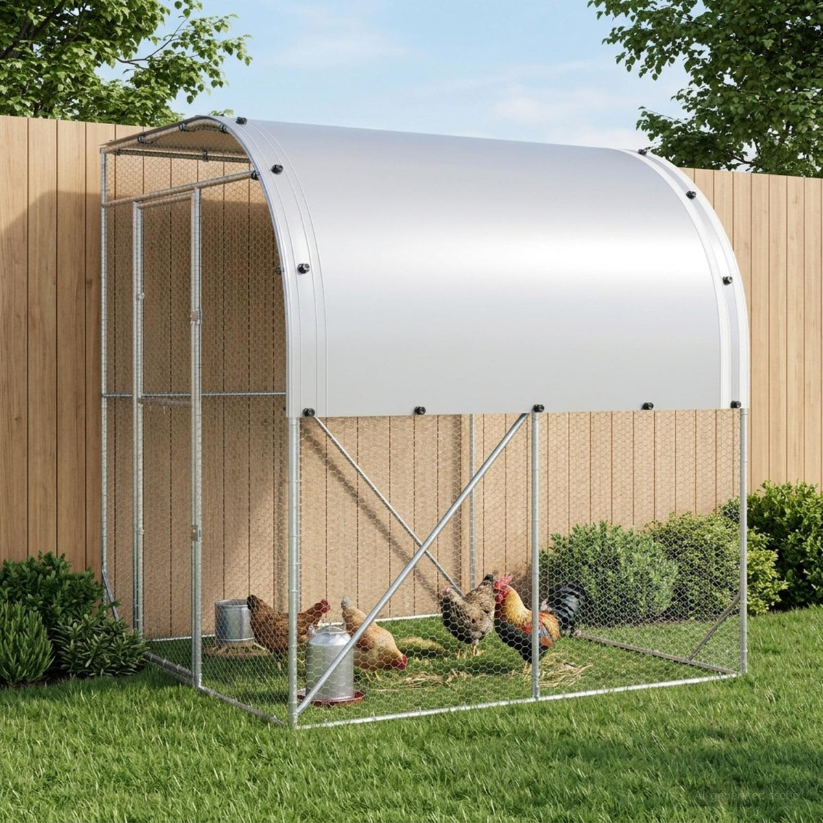 vidaXL Kurnik srebrny 200 x 200 x 215 cm Stal ocynkowana