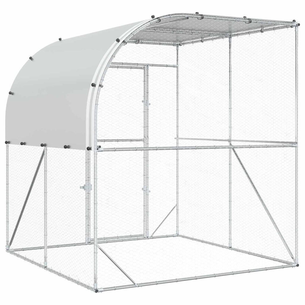 vidaXL Kurnik srebrny 200 x 200 x 215 cm Stal ocynkowana
