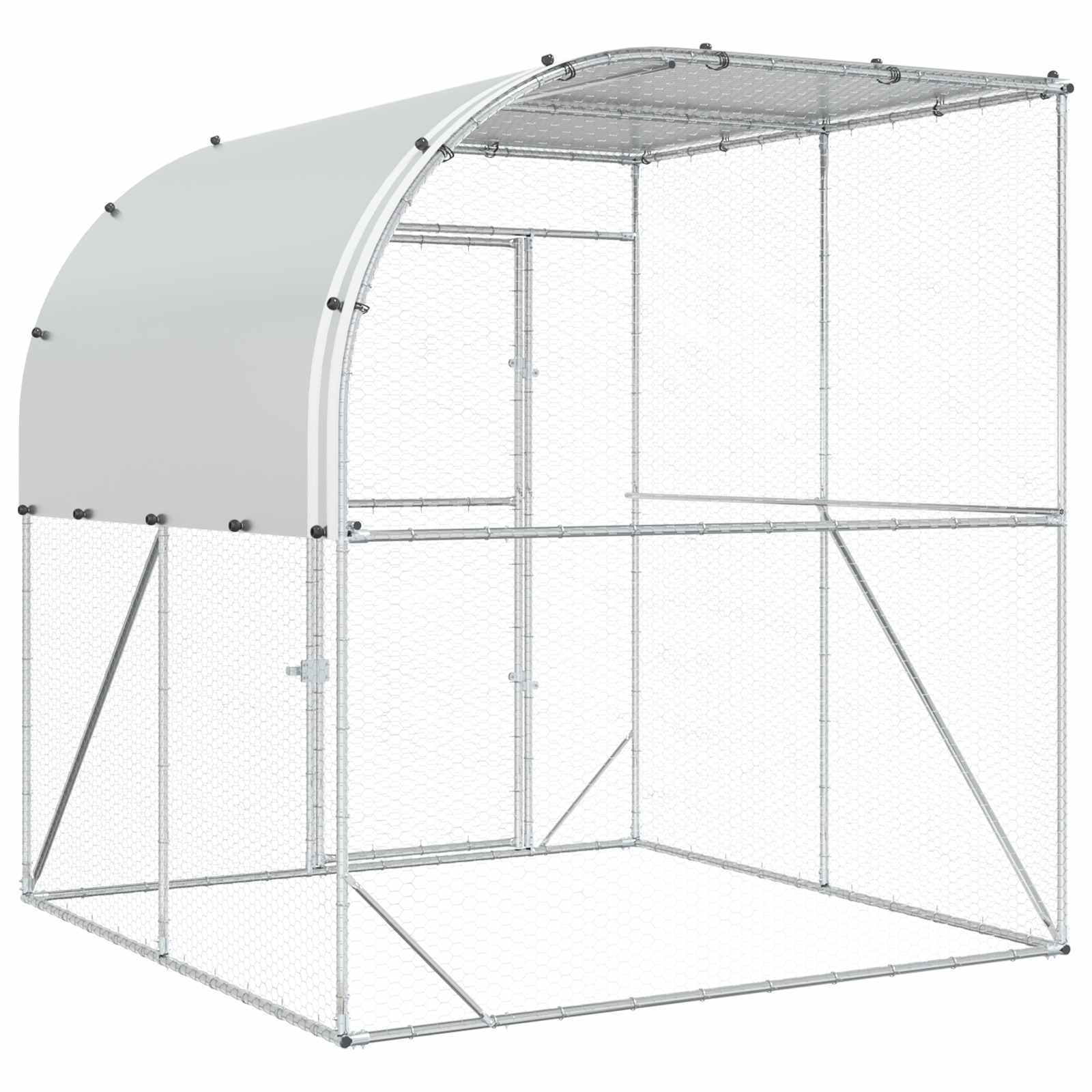 vidaXL Kurnik srebrny 200 x 200 x 215 cm Stal ocynkowana