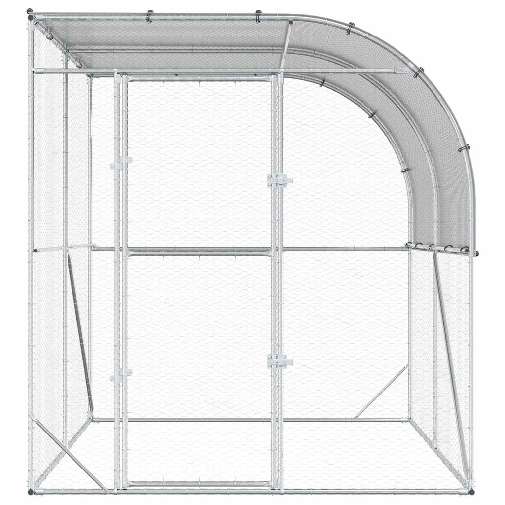 vidaXL Kurnik srebrny 200 x 200 x 215 cm Stal ocynkowana
