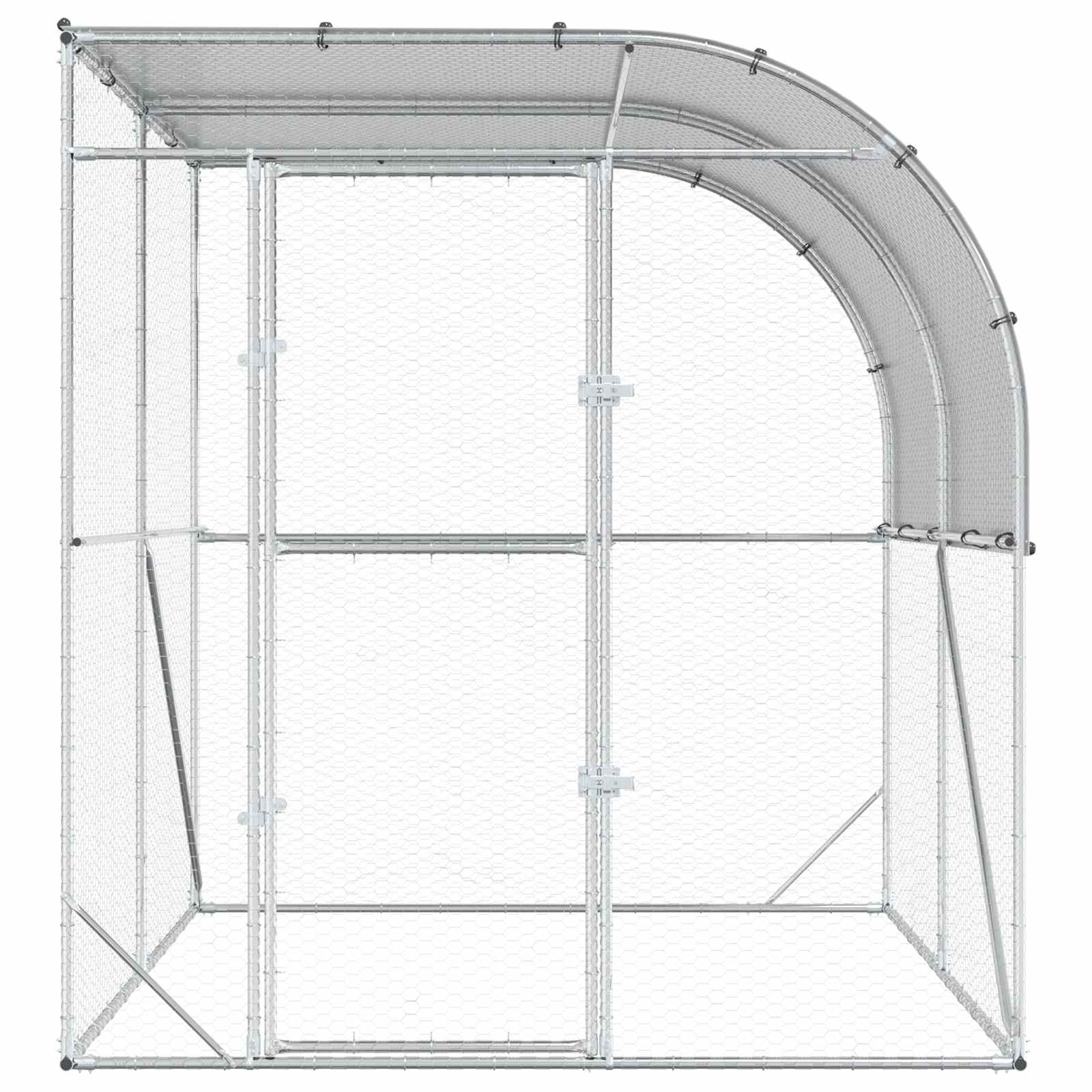 vidaXL Kurnik srebrny 200 x 200 x 215 cm Stal ocynkowana