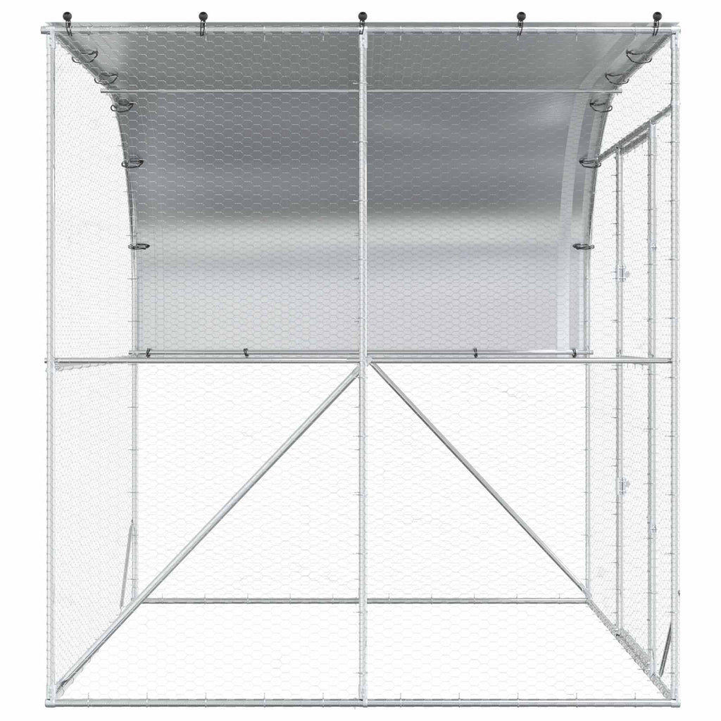 vidaXL Kurnik srebrny 200 x 200 x 215 cm Stal ocynkowana