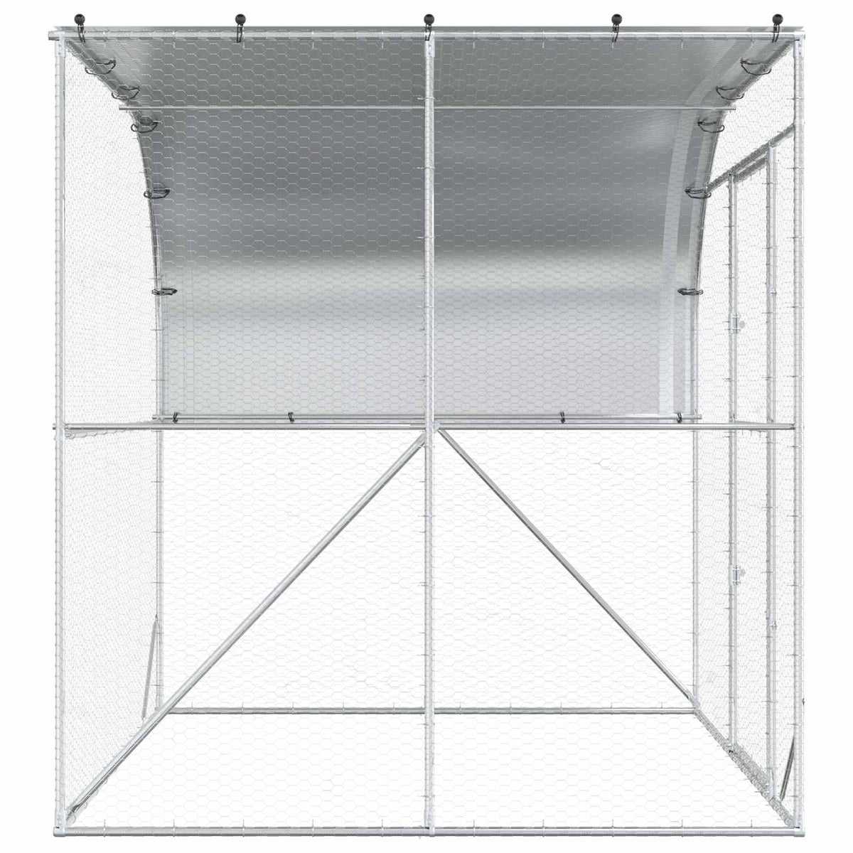 vidaXL Kurnik srebrny 200 x 200 x 215 cm Stal ocynkowana