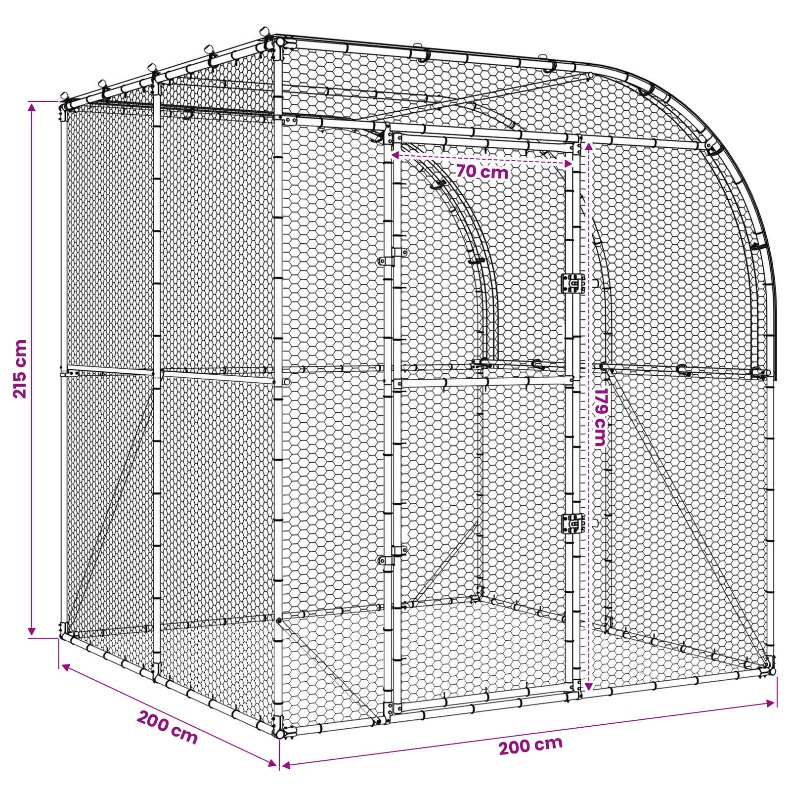 vidaXL Kurnik srebrny 200 x 200 x 215 cm Stal ocynkowana
