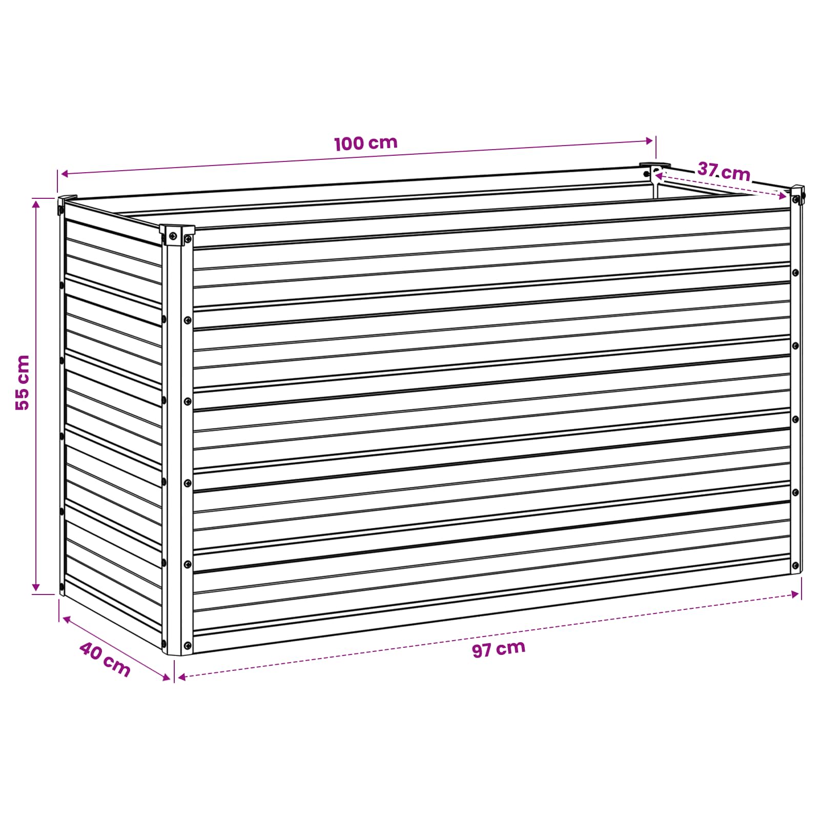 vidaXL Podniesione Łóżko Ogrodowe zielony 100 x 40 x 55 cm