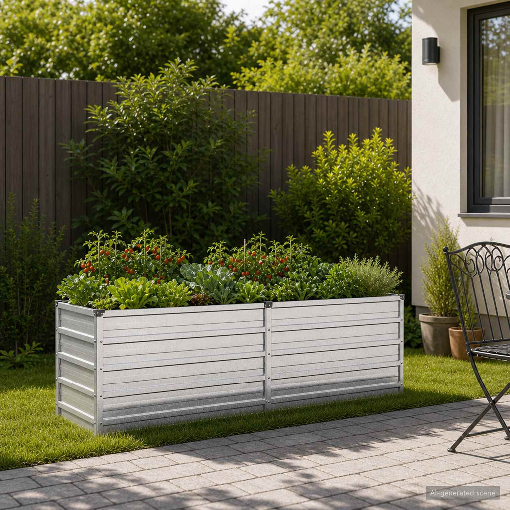 vidaXL Podniesione Łóżko Ogrodowe srebrny 160 x 40 x 55 cm Ocynkowany