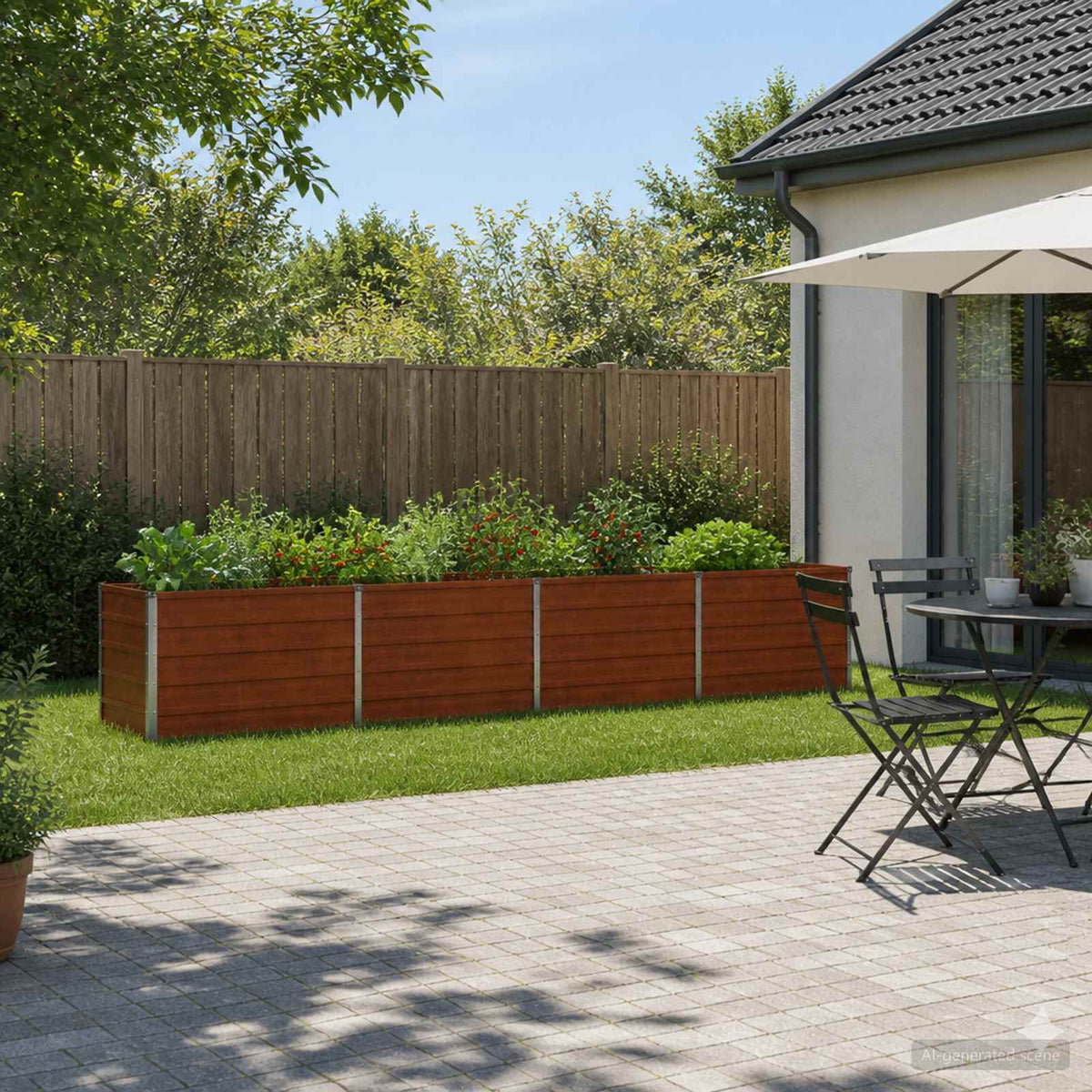 vidaXL Podniesione Łóżko Ogrodowe Rdzawy 320 x 40 x 55 cm tektura