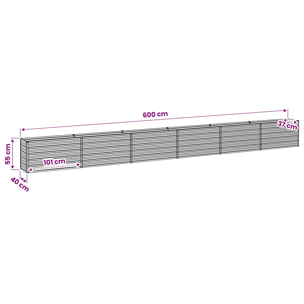 vidaXL Podniesione Łóżko Ogrodowe Szary 600 x 40 x 55 cm