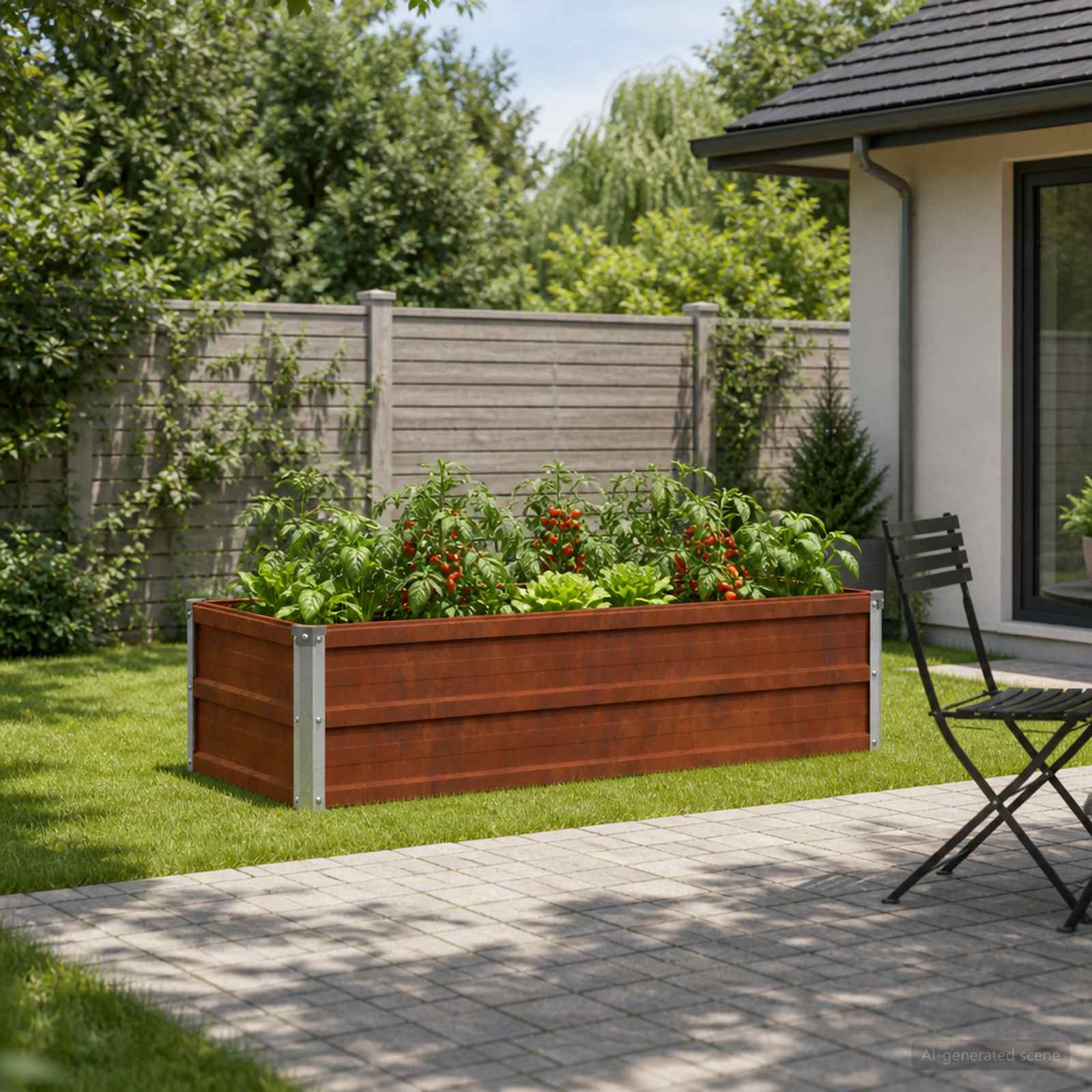 vidaXL Podniesione Łóżko Ogrodowe Rdzawy 100 x 40 x 24 cm tektura