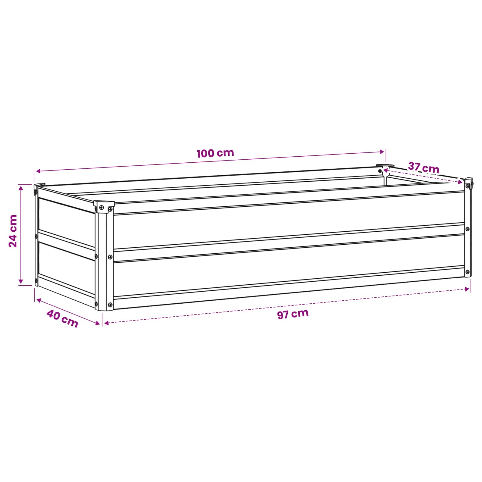 vidaXL Podniesione Łóżko Ogrodowe Kość słoniowa 100 x 40 x 24 cm