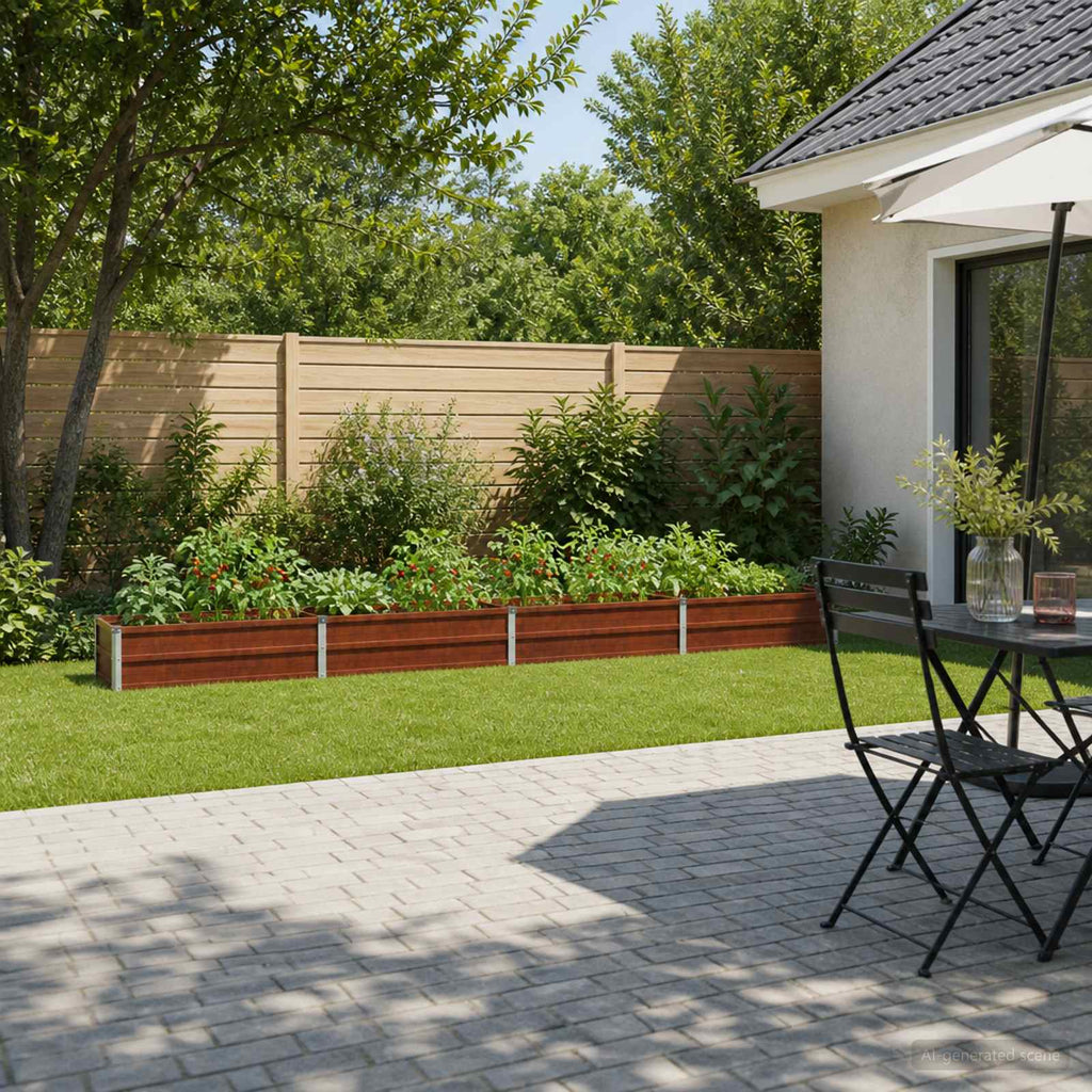 vidaXL Podniesione Łóżko Ogrodowe Rdzawy 320 x 40 x 24 cm tektura