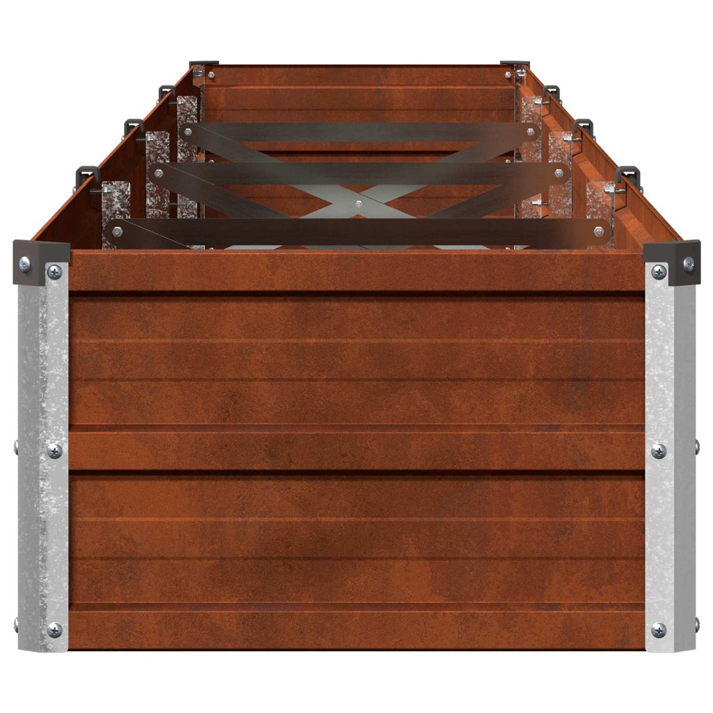 vidaXL Podniesione Łóżko Ogrodowe Rdzawy 320 x 40 x 24 cm tektura