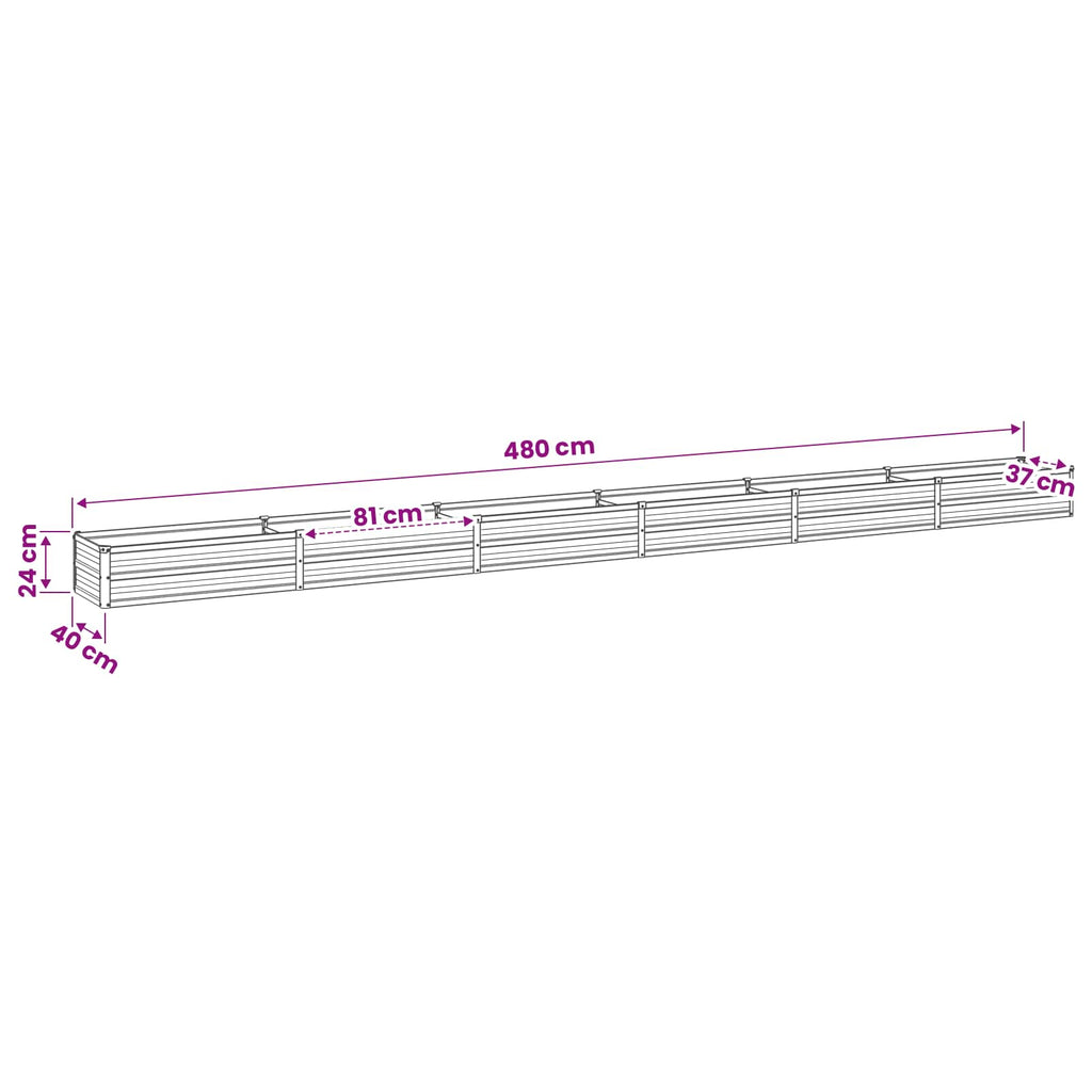 vidaXL Podniesione Łóżko Ogrodowe Rdzawy 480 x 40 x 24 cm tektura