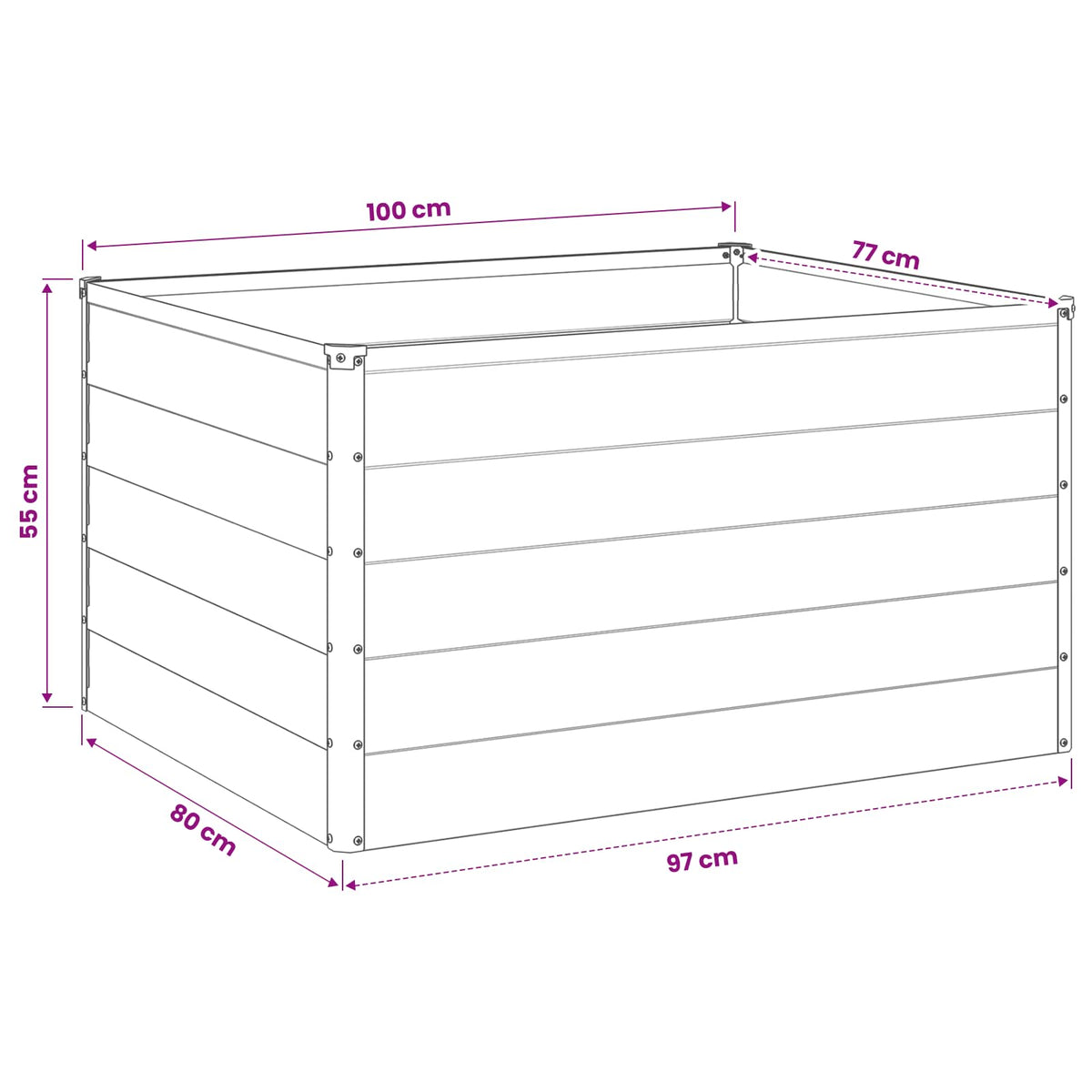 vidaXL Podniesione Łóżko Ogrodowe srebrny 100 x 80 x 55 cm Ocynkowany