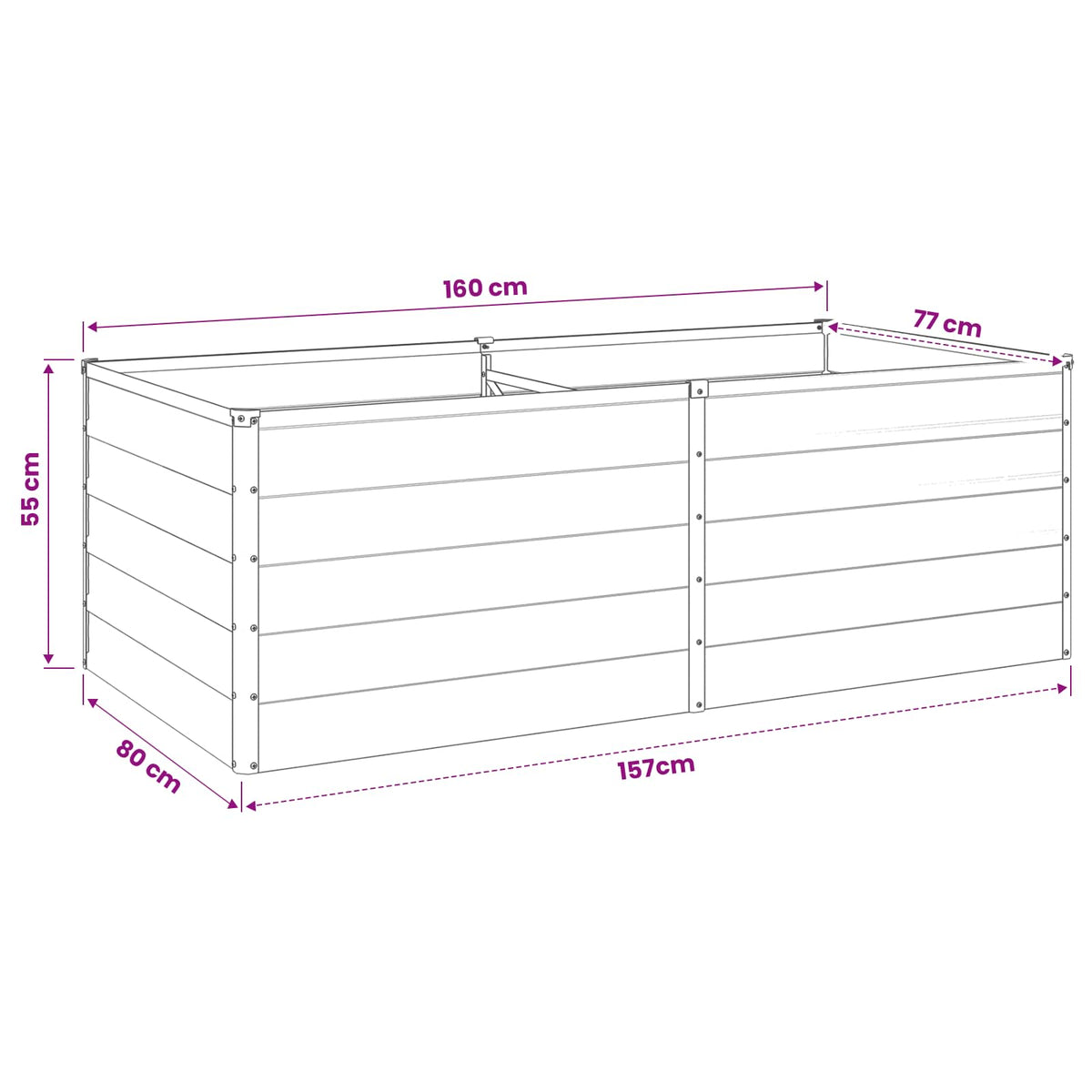 vidaXL Podniesione Łóżko Ogrodowe Czarny 160 x 80 x 55 cm