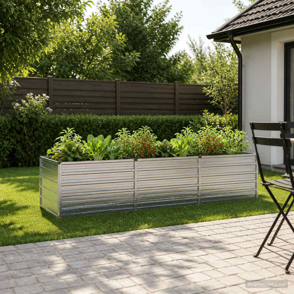 vidaXL Podniesione Łóżko Ogrodowe srebrny 240 x 80 x 55 cm Ocynkowany