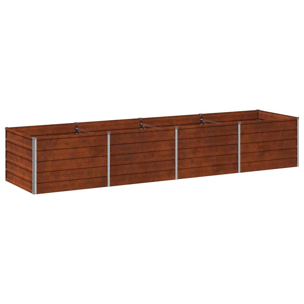 vidaXL Podniesione Łóżko Ogrodowe Rdzawy 320 x 80 x 55 cm tektura