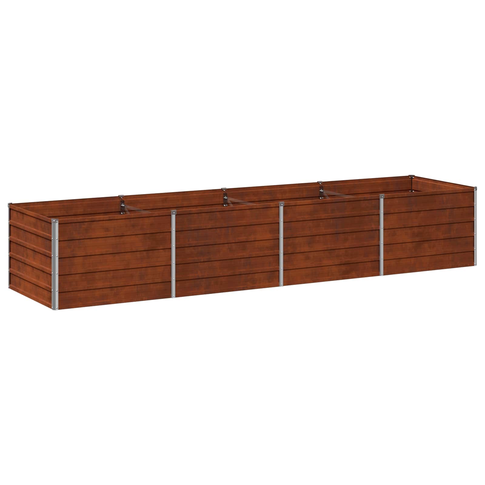 vidaXL Podniesione Łóżko Ogrodowe Rdzawy 320 x 80 x 55 cm tektura
