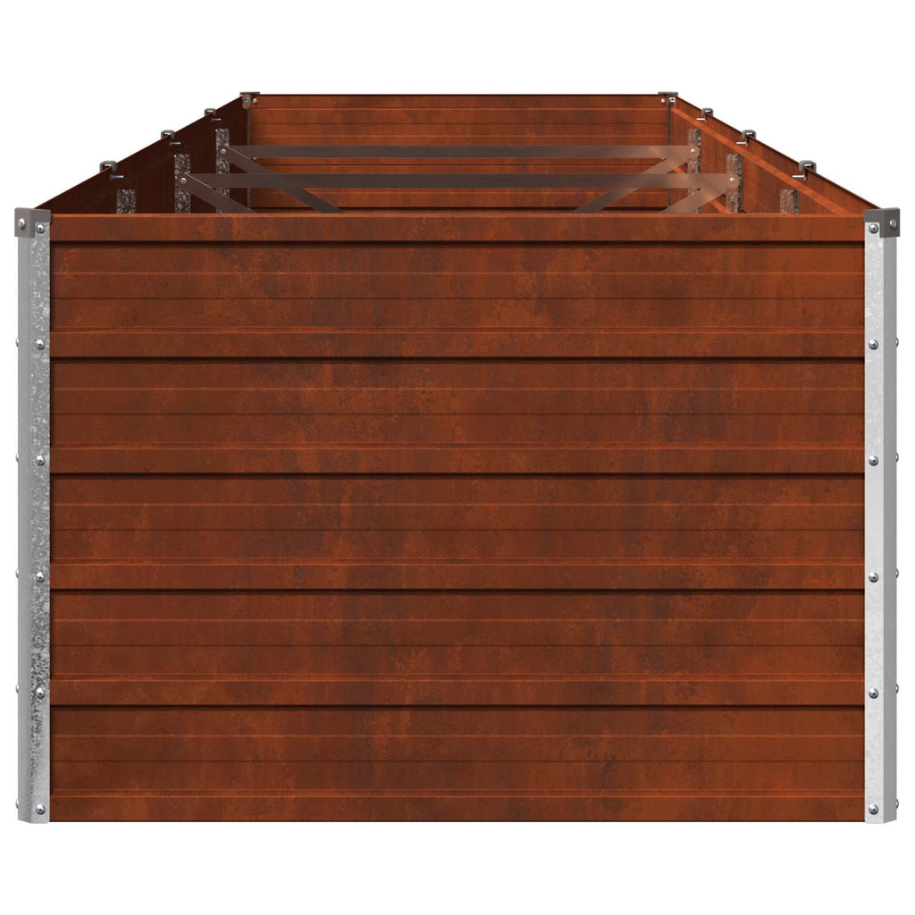 vidaXL Podniesione Łóżko Ogrodowe Rdzawy 320 x 80 x 55 cm tektura