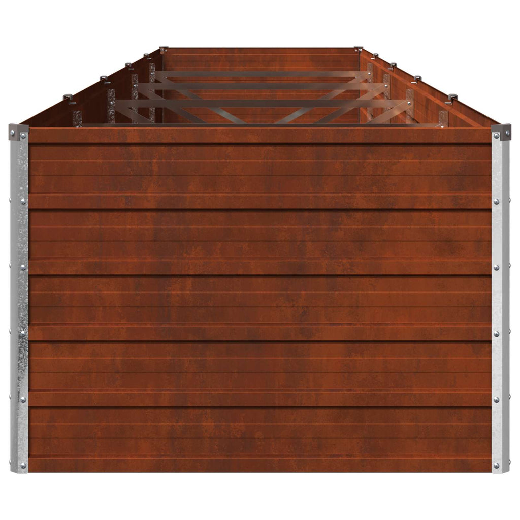 vidaXL Podniesione Łóżko Ogrodowe Rdzawy 400 x 80 x 55 cm tektura