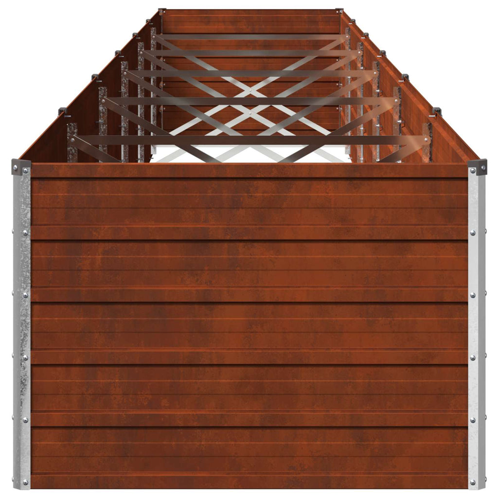 vidaXL Podniesione Łóżko Ogrodowe Rdzawy 600 x 80 x 55 cm tektura