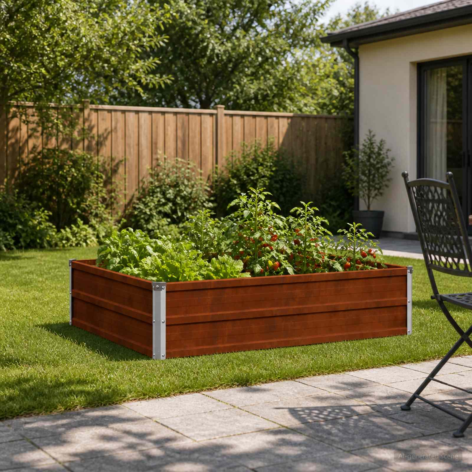 vidaXL Podniesione Łóżko Ogrodowe Rdzawy 100 x 80 x 24 cm tektura